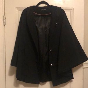 Hooded black polyester Calvin Klein pancho